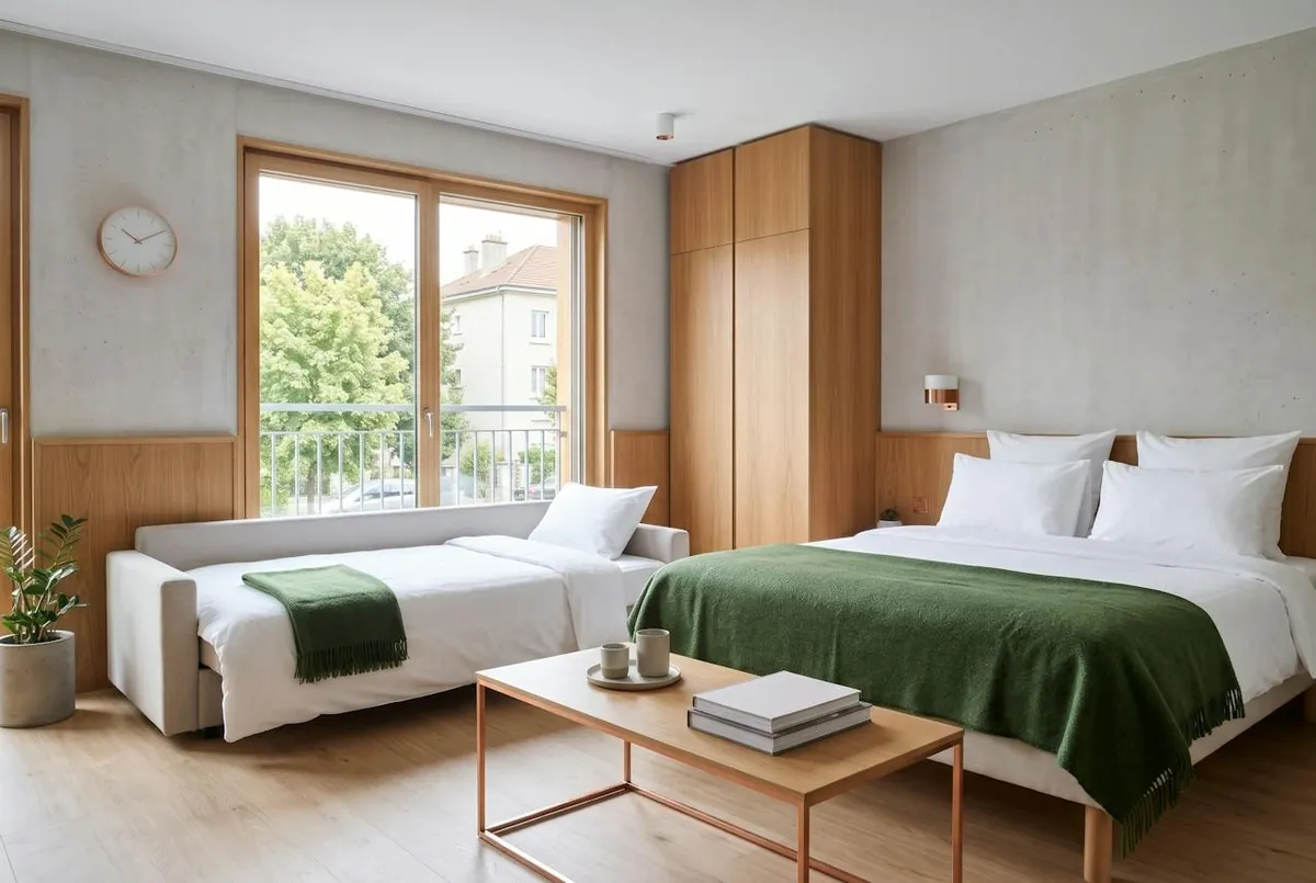 Chambre familiale — la chambre familiale, lit double et canapé-lit
