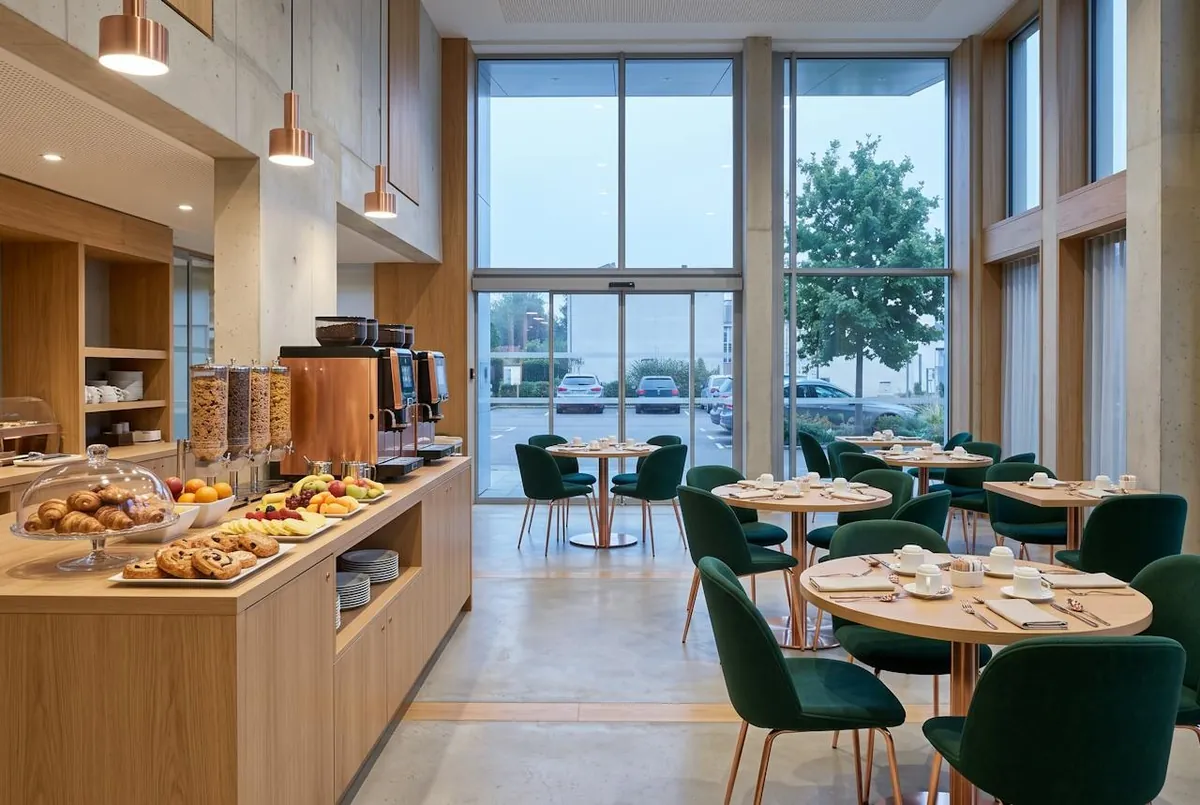 Le petit-déjeuner — le buffet et la salle du petit-déjeuner
